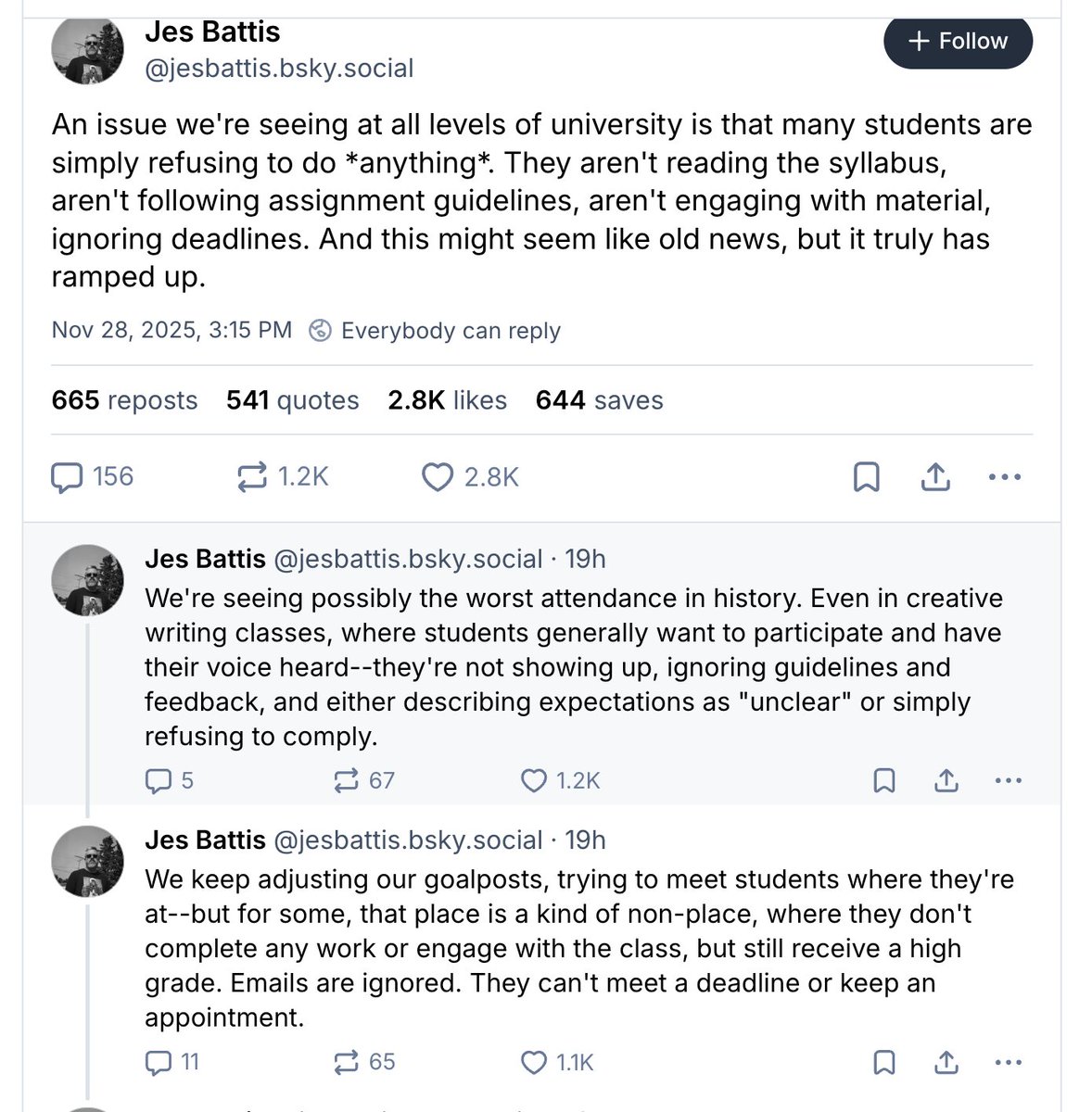 sentientist's tweet image. Creative writing students at a public university in Canada aren&apos;t even reading the syllabus