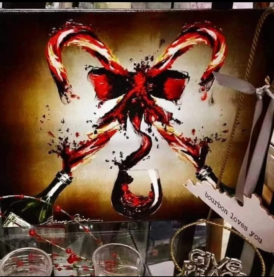 My #wine #art Candywine at The Art Alley (Find this #wineart on leannelainefineart.com) #christmas #winetasting #wineartist