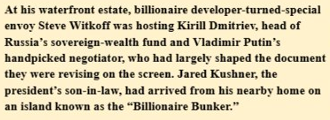 <a href="/TheRickWilson/">Rick Wilson</a> <a href="/WSJ/">The Wall Street Journal</a> "Jared Kushner, the president's son-in-law, had arrived from his nearby home on an an island known as the 'Billionaire Bunker'."🤯 What the actual fuck did I just read because it sounds a lot like lots of treason?