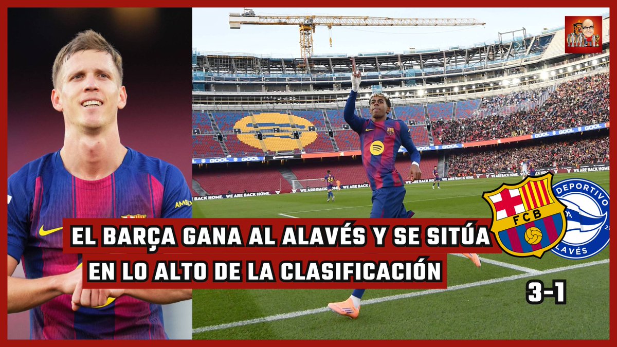 ‼️NUEVO VÍDEO‼️

¡BARÇA LÍDER! VICTORIA 3-1 ANTE EL ALAVÉS CON UNA GRAN ACTUACIÓN DE DANI OLMO Y LAMINE YAMAL

El conjunto blaugrana asalta el liderato de La Liga y mete presión al Real Madrid que debe ganar en Girona para recuperar el primer puesto 

Al lío 📷👇