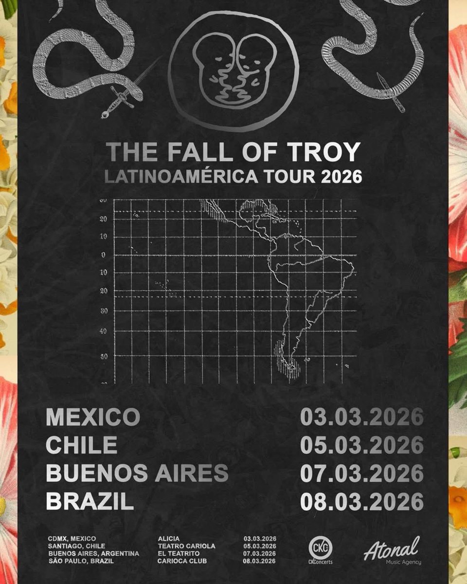 Citadinos_mx's tweet image. El mathcore vuelve a sacudir CDMX 🤘🔥
The Fall Of Troy llega al Foro Alicia este 3 de marzo como parte de su Latinoamérica Tour 2026. Prepárate para riffs imposibles, energía al máximo y uno de los shows más intensos del género.
#citadinosmx
#TheFallOfTroy #Mathcore #ForoAlicia