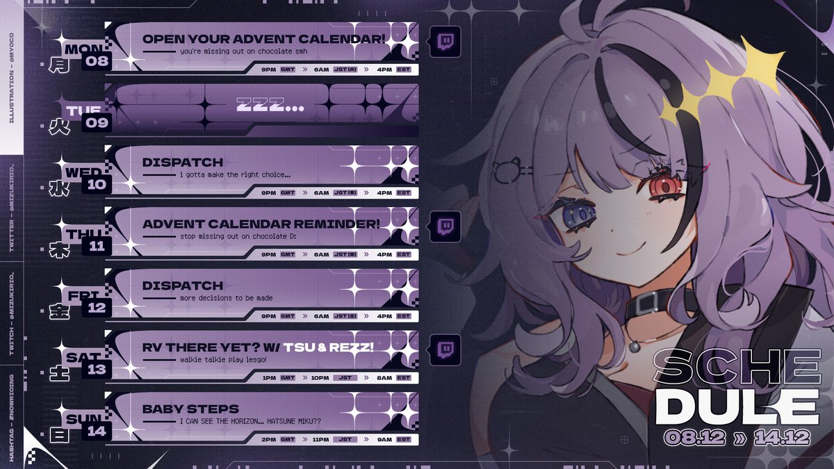 last week of a full stream schedule before the year ends! T^T