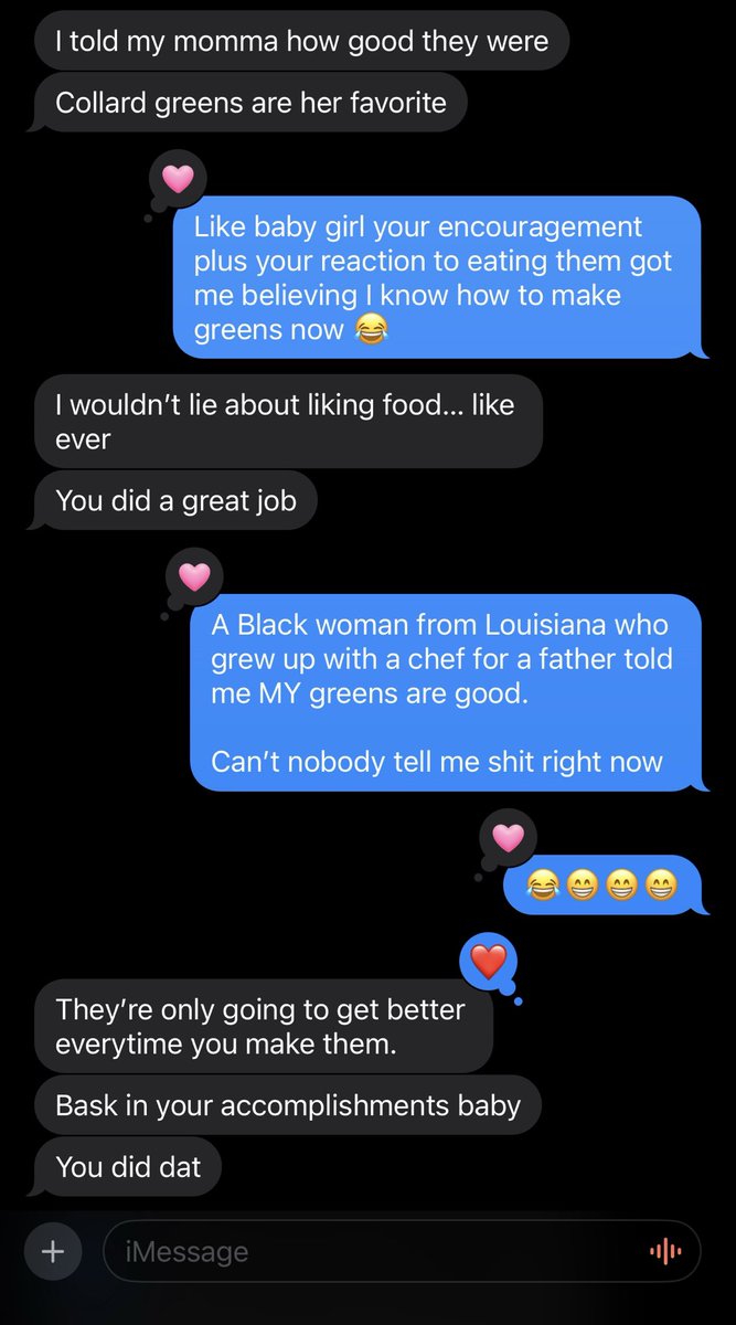 Said I was only gonna let her try them if I thought they were good. I was honestly surprised, I’ve never cooked greens before so for my first time I thought I did a good job. And I did 🙌