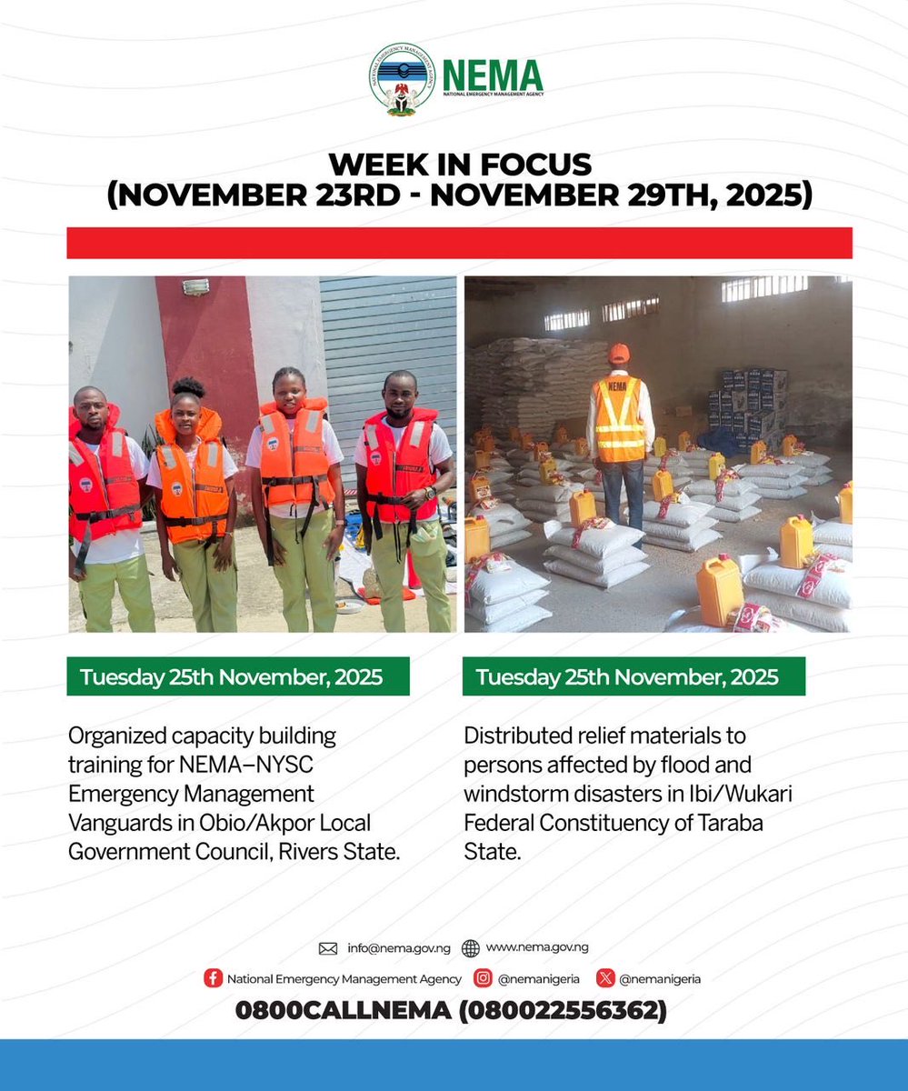 nemanigeria's tweet image. NEMA WEEK IN FOCUS

(NOVEMBER 23RD - NOVEMBER 29TH, 2025)

#nemaisworking #nema #weekinfocus