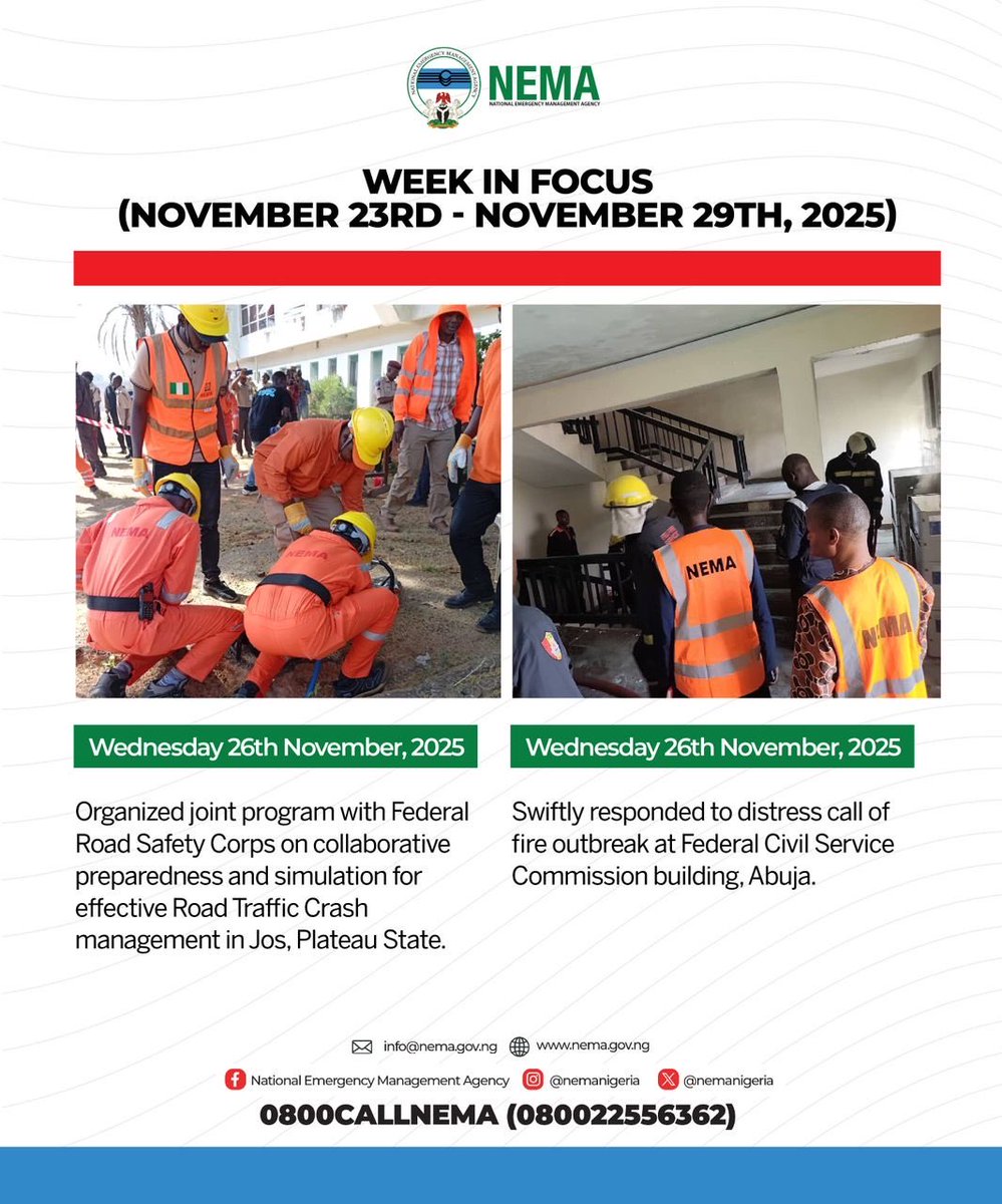 nemanigeria's tweet image. NEMA WEEK IN FOCUS

(NOVEMBER 23RD - NOVEMBER 29TH, 2025)

#nemaisworking #nema #weekinfocus