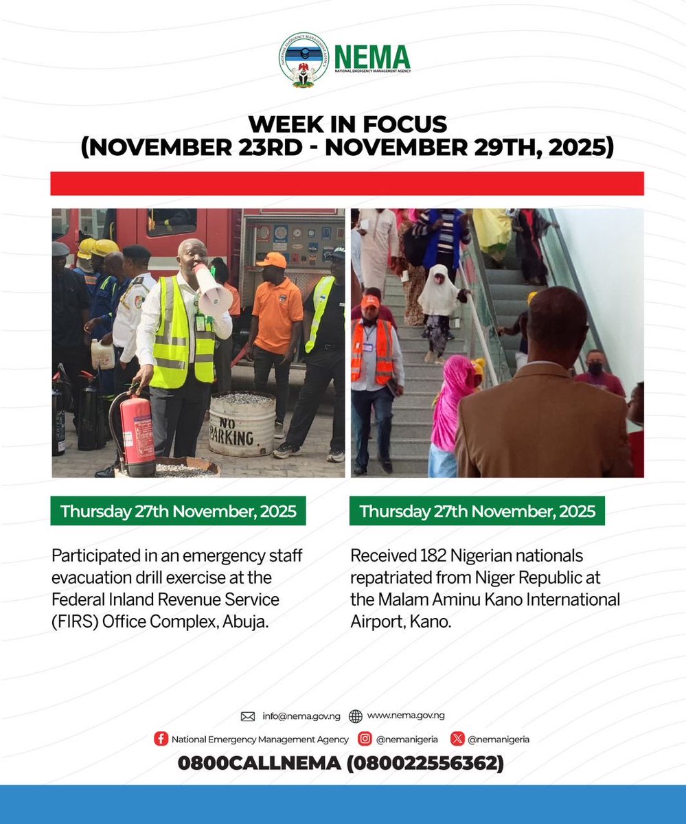 nemanigeria's tweet image. NEMA WEEK IN FOCUS

(NOVEMBER 23RD - NOVEMBER 29TH, 2025)

#nemaisworking #nema #weekinfocus