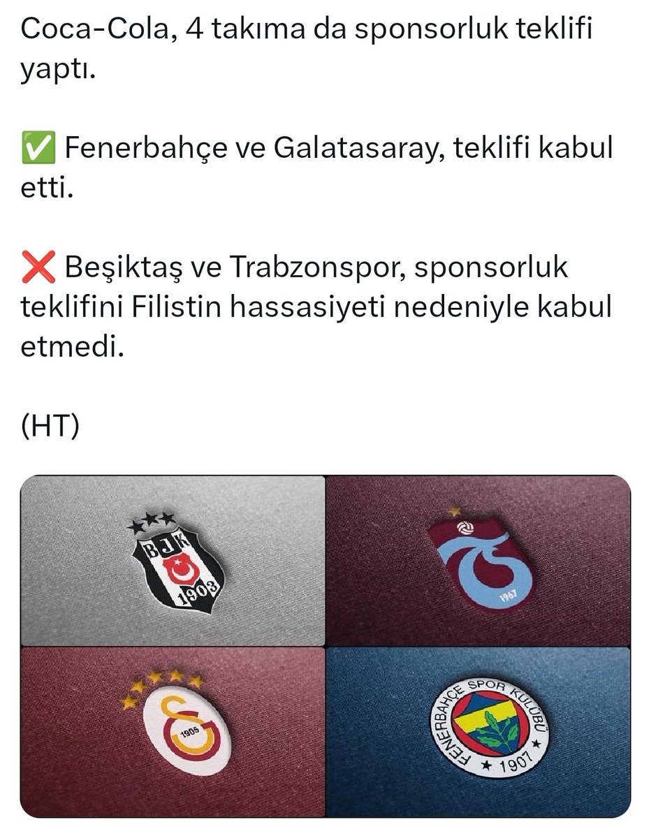 Beşiktaş ve Trabzonspor camialarına teşekkür ediyor,
Fenerbahçe ve Galatasaray camialarına da yazıklar olsun diyoruz. Şimdi taraftar olma değil, müslüman olma zamanı. Yaşadığınız her gol sevinci sesi, Gazze'de ki çocuklara bomba sesi olacak