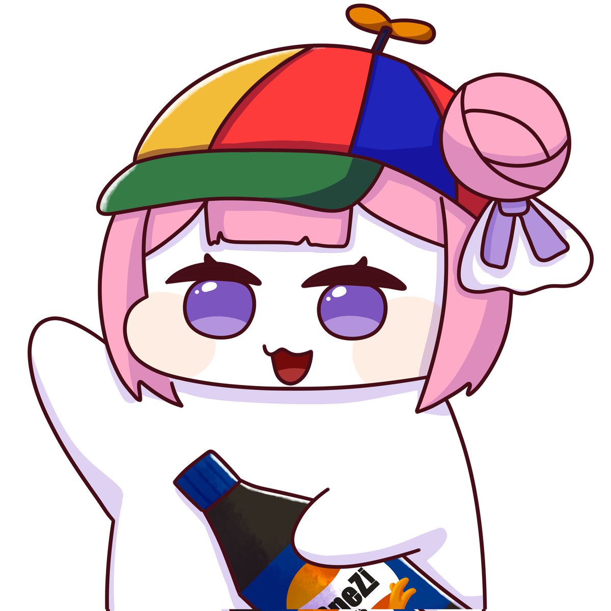 R4Z0R2305's tweet image. i can finally introduce you all properly to my doro called dofo, she a silly little cute doro who loves to wear her funny rainbow propeller cap and really loves spezi, games and naps. She hopes to be your friend aswell 

Drawn by the amazing @neiko1201 thank you so much