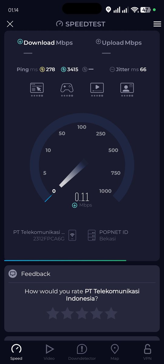 mchrisandys's tweet photo. @IndiHome dari pagi kenapa speed nya segini sih lemot parahh...padahal paketan 70mbps ini dri pagi tadi lemot bgt https://t.co/cb0EI0KQmG