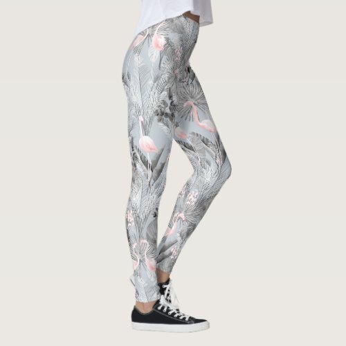 ArrayStores's tweet image. Flamingo Orchid Tropical Pattern Gray ID868 Leggings #seamless #patterns, #tropical #foliage #greenery #Leggings ArrayforCards