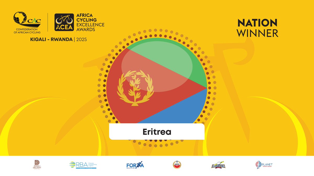 TityKayishema's tweet photo. Africa Cycling Excellence Awards 2025

Here are the winners of the 1st edition

▪️Men Elite
🥇Biniam Girmay ( #Eritrea) 

▪️Women Elite
🥇Kimberley Le Court ( #Mauritius) 

▪️Best African Amateur (Male)
🥇 Paul Daumont (#BurkinaFaso)

▪️Best Nation
🥇#Eritrea 

 #AfricaCyclingExcellenceAwards 🚴🏾‍♀️🏆 #Africa #Cycling