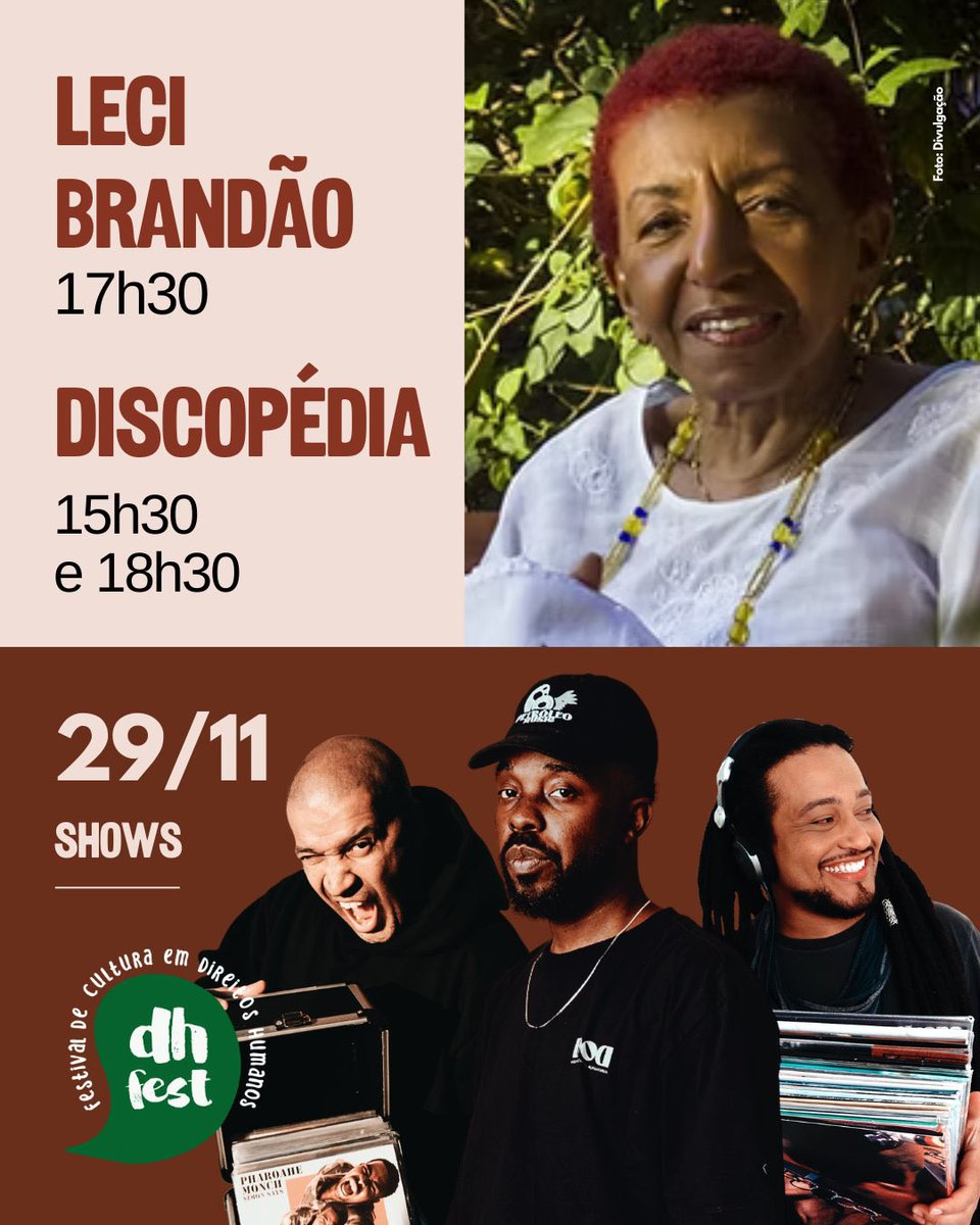 _Discopedia's tweet image. Daqui a pouco tem a sensacional de São Paulo na 5ª edição do DH Fest!

DJs DanDan, Marco &amp;amp; Nyack nos toca-discos.

Show especial de Leci Brandão!
Ícone do samba, cultura brasileira e luta pelos direitos humanos.

Hoje, 29/11, no Galpão Cultural Elza Soares.

Ingressos esgotados!