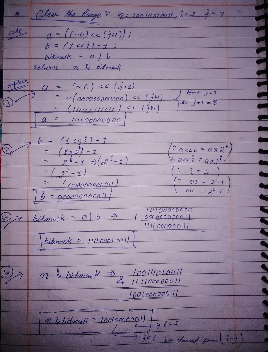 amanhaidry's tweet image. 🗓️Day-129/365 | #365DaysOfCode 💻| @geeksforgeeks

#BitManipulation in #DSA
✅Clear Last i Bits
✅Clear Range of Bits
✅No is power of 2 or not
✅Count set bits (1)

#nationskillup #365DaysOfDSA #geeksforgeeks #gfg #365DaysOfcoding #java #DataStructuresAndAlgorithms