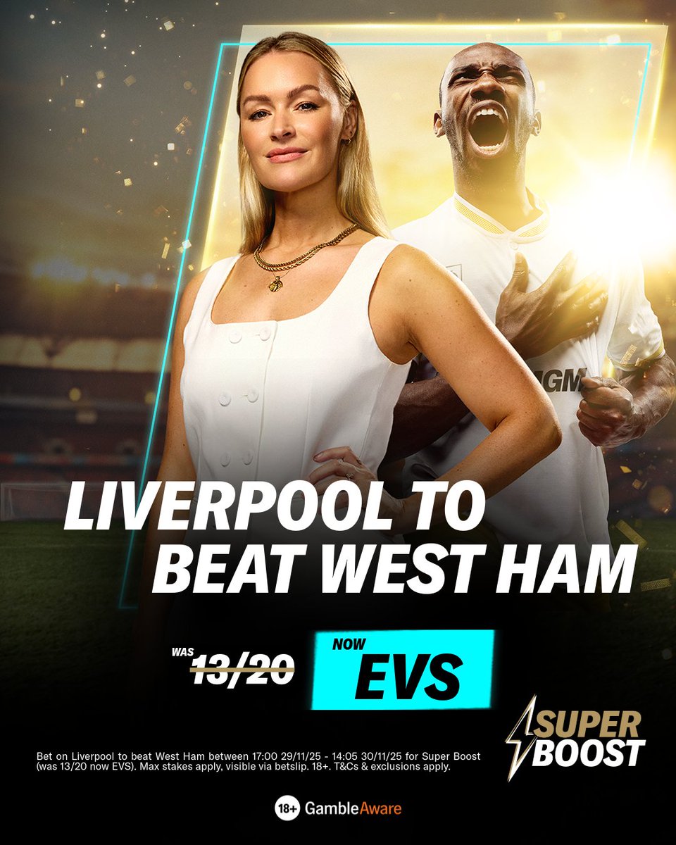 BetMGMUK's tweet image. We're 𝗦𝗨𝗣𝗘𝗥 𝗕𝗢𝗢𝗦𝗧𝗜𝗡𝗚 Liverpool to beat West Ham today 🚀

❌ WAS: 13/20
✅ 𝗡𝗢𝗪: 𝗘𝗩𝗘𝗡𝗦

Add to slip 🔗 betmgm.uk/3McmJcR

#SuperBoost #WHULIV #LFC