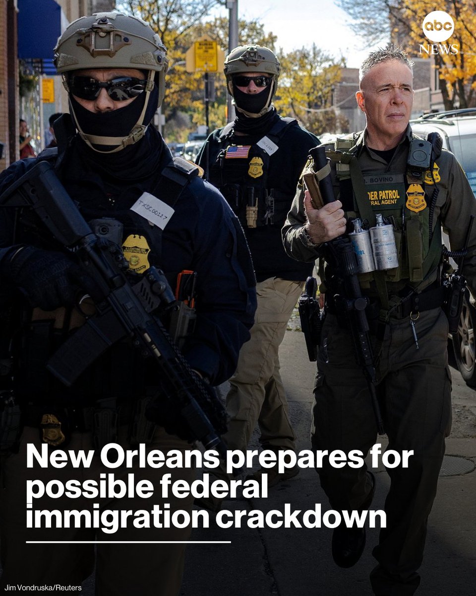 The federal government will be targeting New Orleans soon as its next city to ramp up immigration enforcement, sources with knowledge of the plans told ABC News.

Read more: abcnews.link/QSIBGbX