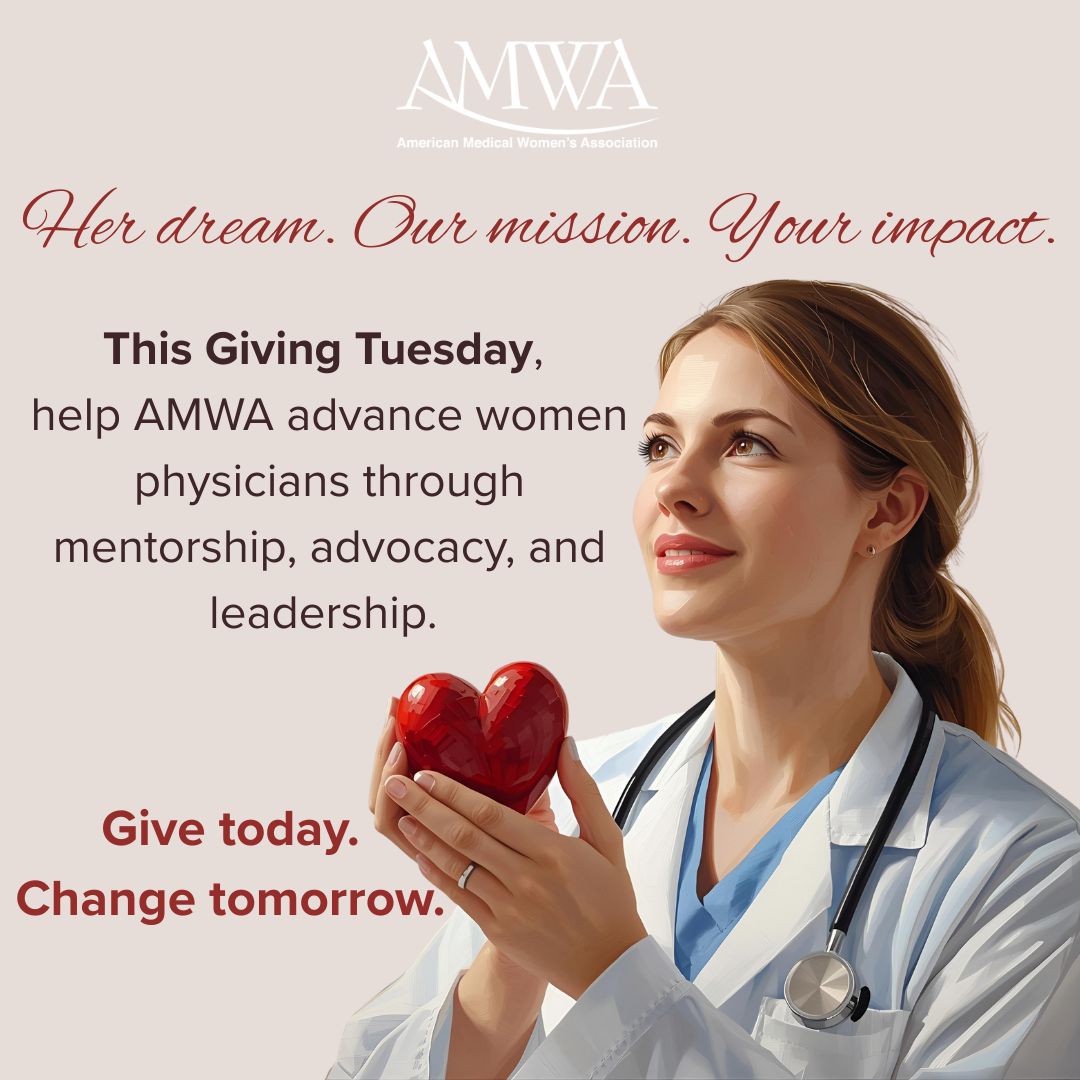 AMWADoctors's tweet image. This Giving Tuesday, we’re celebrating 110 years of AMWA, and the generations of women who have advanced medicine together.
On Tuesday, Dec. 2, join us in giving $1.10, $10, or any amount to celebrate AMWA’s legacy and help shape its future.
Every dollar donated that day will be…