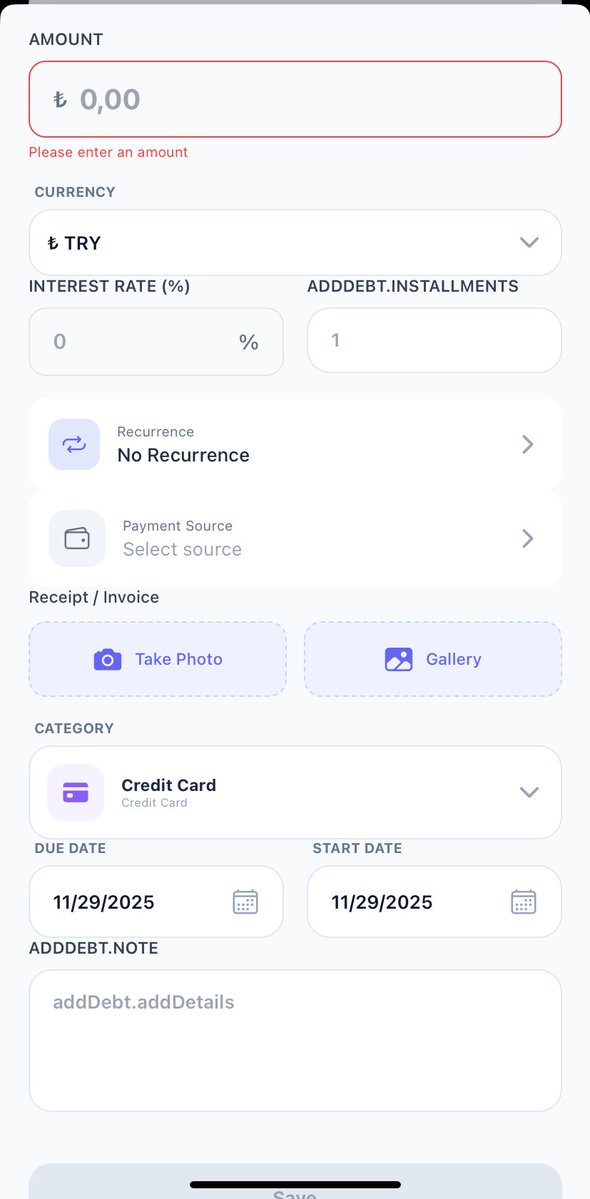 TheUfukk's tweet image. Merhabalar, Borç - Taksit Takip, Gelir gider takip uygulaması yapıyorum. Kod bilgisi bilmeden. 
Şuan uygulama içi görseller bu şekilde, Çeviri hatalarının farkındayım. Merak ettiğiniz bir şey varsa cevaplamak isterim 

Antigravity ve Claude kullanarak yapıyorum. 
#vibecoding