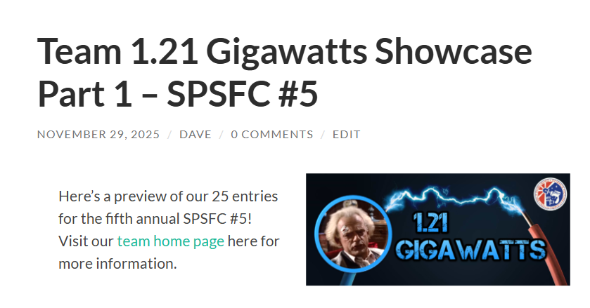 GCDaveDobson's tweet image. Here&apos;s an intro to our first five contestants for Team 1.21 Gigawatts in the 5th annual #SPSFC.