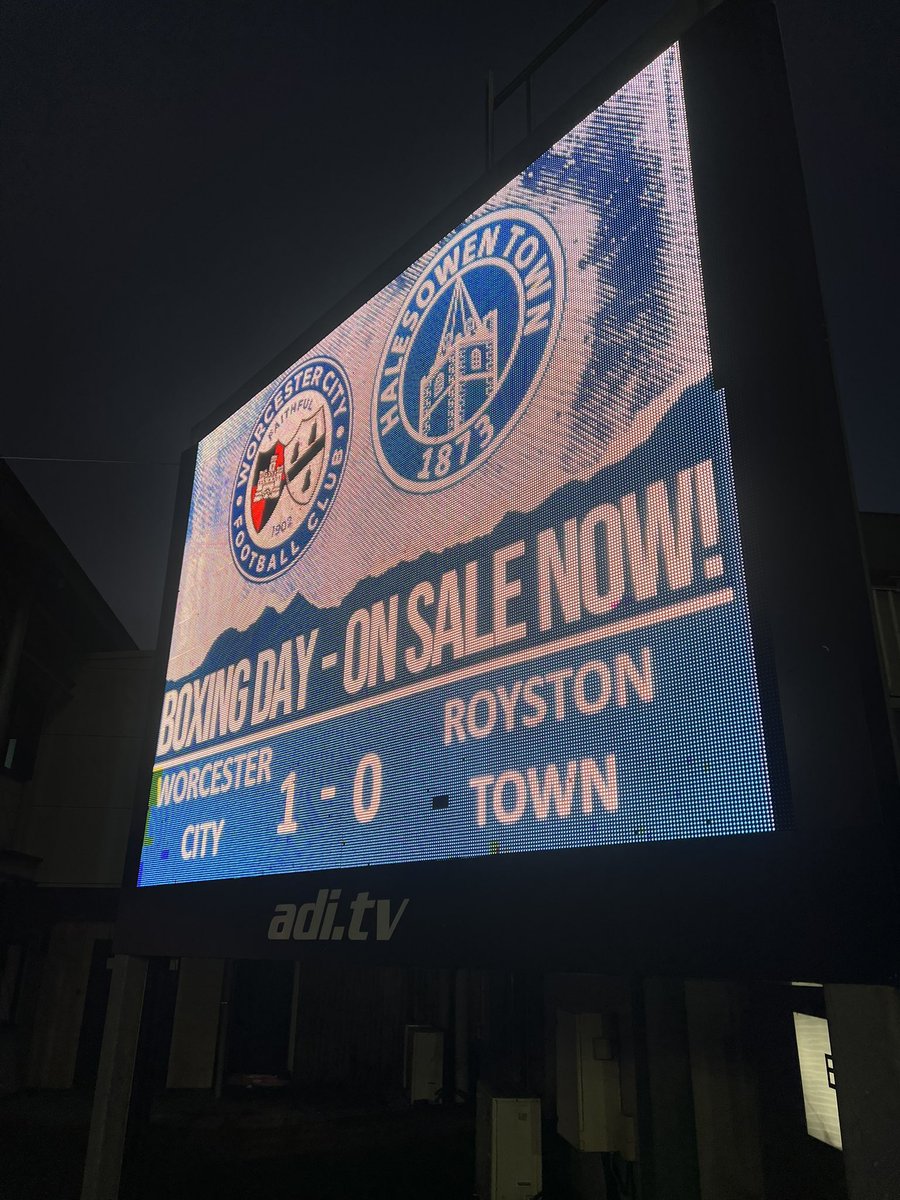 Groundhopping tick at <a href="/WorcesterCityFc/">Worcester City FC</a> vs <a href="/RoystonTownFC/">Royston Town FC</a> 

Not much in the game with Worcester grabbing an early goal to win 1-0.

Southern League Premier Division Central, (Step 3). 5/22 ✅