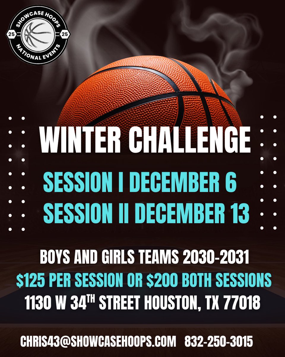 Join us in December as we kick off our Winter Challenge series. Two full games stop clock with Showcase Hoops media coverage. Participate in one or both sessions with a discounted rate. Call or email to reserve your spot.