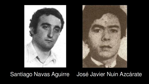 El 28 de Noviembre de 1976, hace 49 años, un agente franquista de la Guardia Civil, asesinó a tiros a los jóvenes Santiago Navas Aguirre y José Javier Nuin en la sala de fiestas Bordatxo, en Navarra. Tenían 18 y 21 años. La "pacífica" Transición.