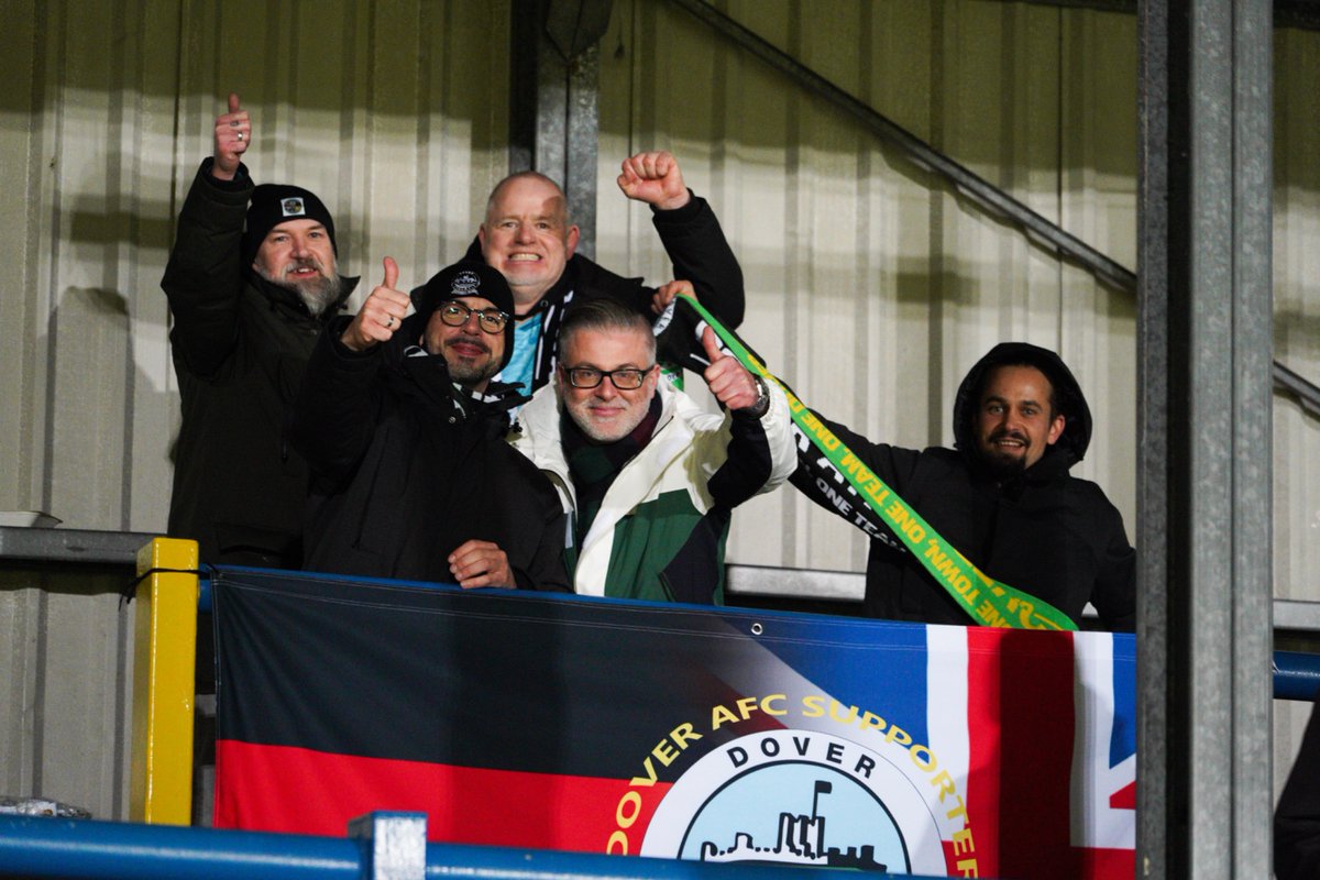 DoverAthletic's tweet photo. Good to have you with us today, German Dover Crew 🇩🇪 

Safe journey home, until next time 🤝

#DAFC | ⚪⚫️ https://t.co/4huYAyMrxT