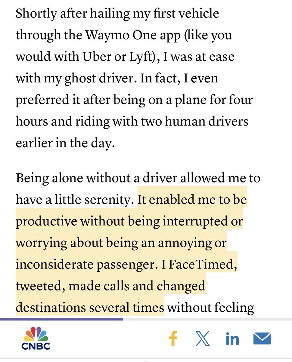 The moment you look up from your laptop in your Waymo and you've already arrived. It's not a car; it's a mobile office that teleports.