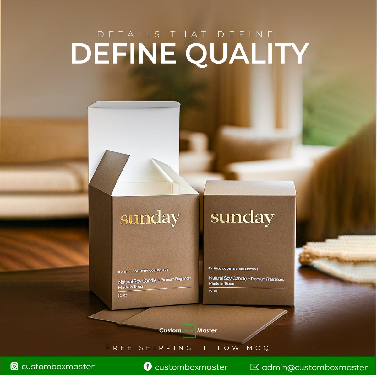CustomBox_USA's tweet image. Premium packaging that defines quality.
Elegant design, durable material &amp;amp; luxury finishing, perfect for candle brands that want to stand out.
📦 Custom Sizes | Foil Stamping | Matte Finish
Website: customboxmaster.com
#CustomBoxMaster #LuxuryPackaging #CandleBoxes