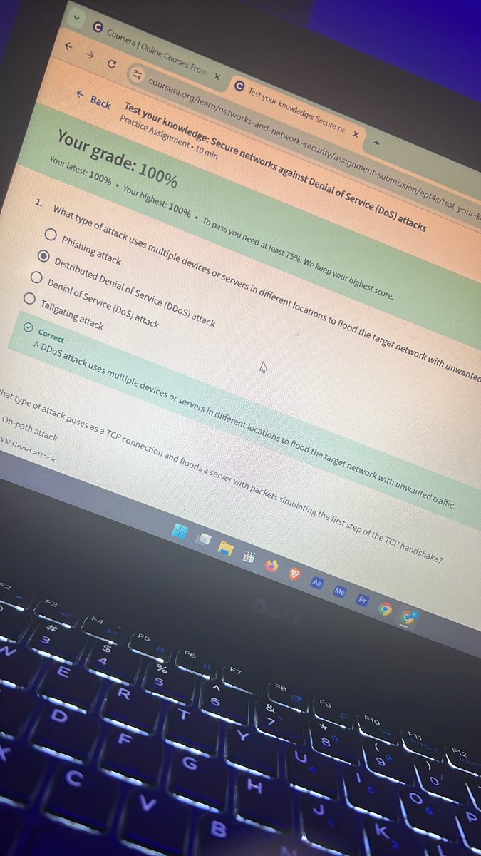 00Santif's tweet image. Day 8: Revisiting my previous Coursera course and documenting it. Today I refreshed my knowledge on DoS/DDoS attacks, ICMP floods, packet sniffing (active vs passive), and interpreting packet captures. Staying sharp! 🔐🛡️

#CyberSecurity #NetworkSecurity   @OnijeC @segoslavia