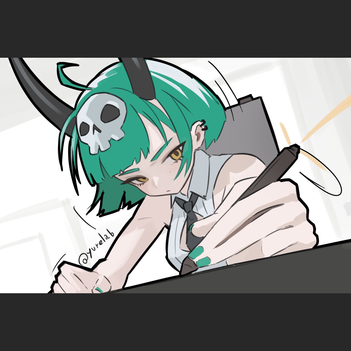 カリカリカリカリ ( •̀ㅁ•́;)✏️
#オリキャラ #イラスト