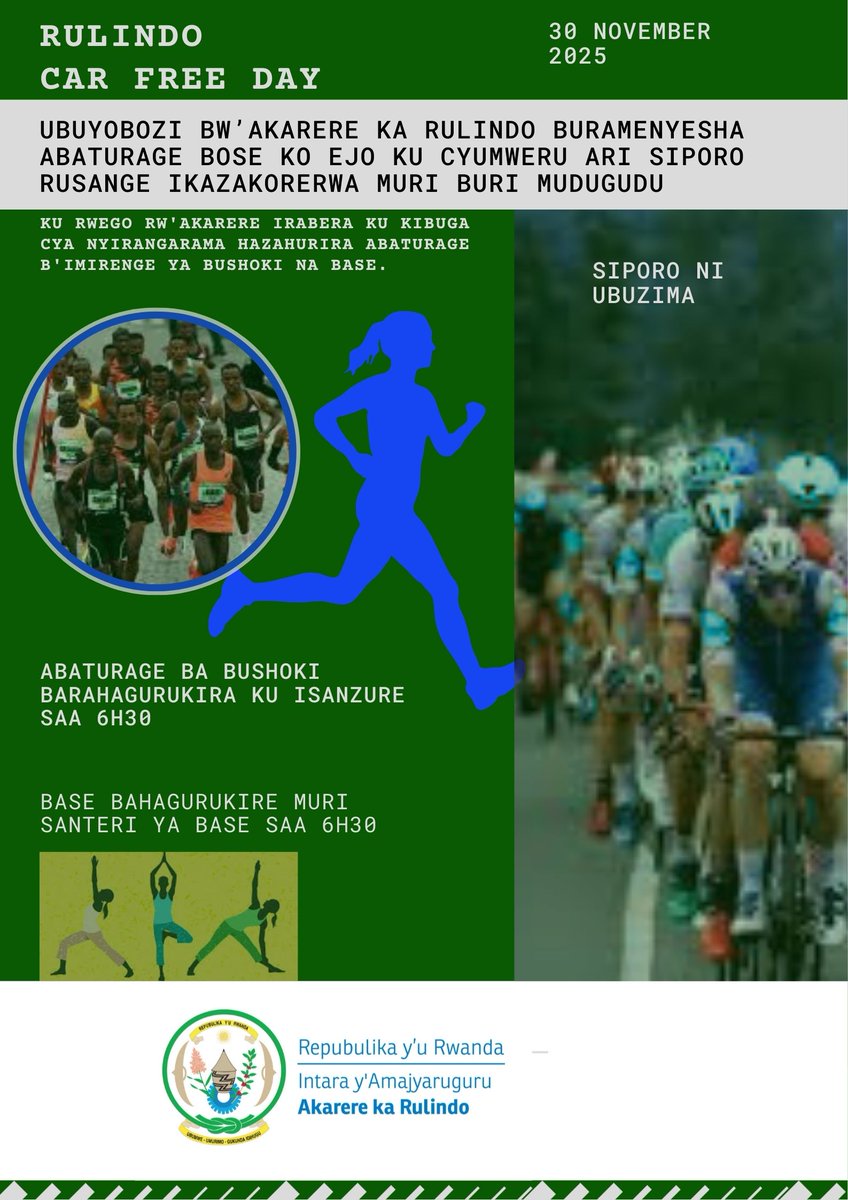 #Abadahigwa ba #Rulindo twitabire siporo tugire ubuzima bwiza <a href="/RwandaLocalGov/">Ministry of Local Government | Rwanda</a>, <a href="/RBCRwanda/">Rwanda Biomedical Centre</a>,<a href="/RwandaNorth/">Northern Province/ Rwanda</a>,<a href="/D_Aimable/">Aimable Dusabirane</a>