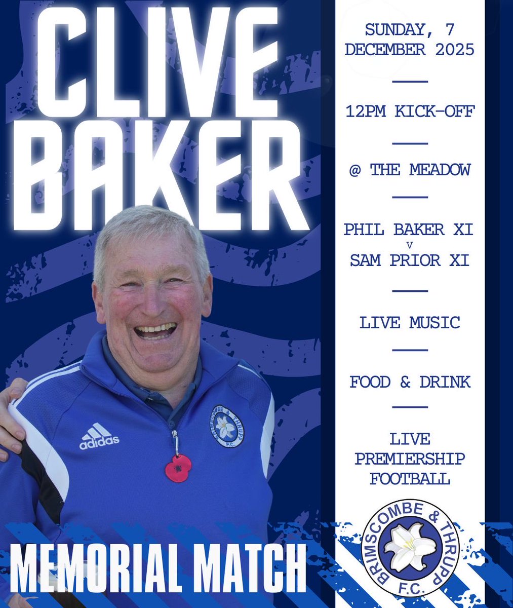 Btfcthemeadow's tweet image. No game today but a big day to tell you all about! 

On Sunday the 7th of December we will be holding a Memorial Match in honour of our Clive Baker. Players from all through Clive’s tenure will be gracing The Meadow once again, a sight that would have filled him with joy. A great…