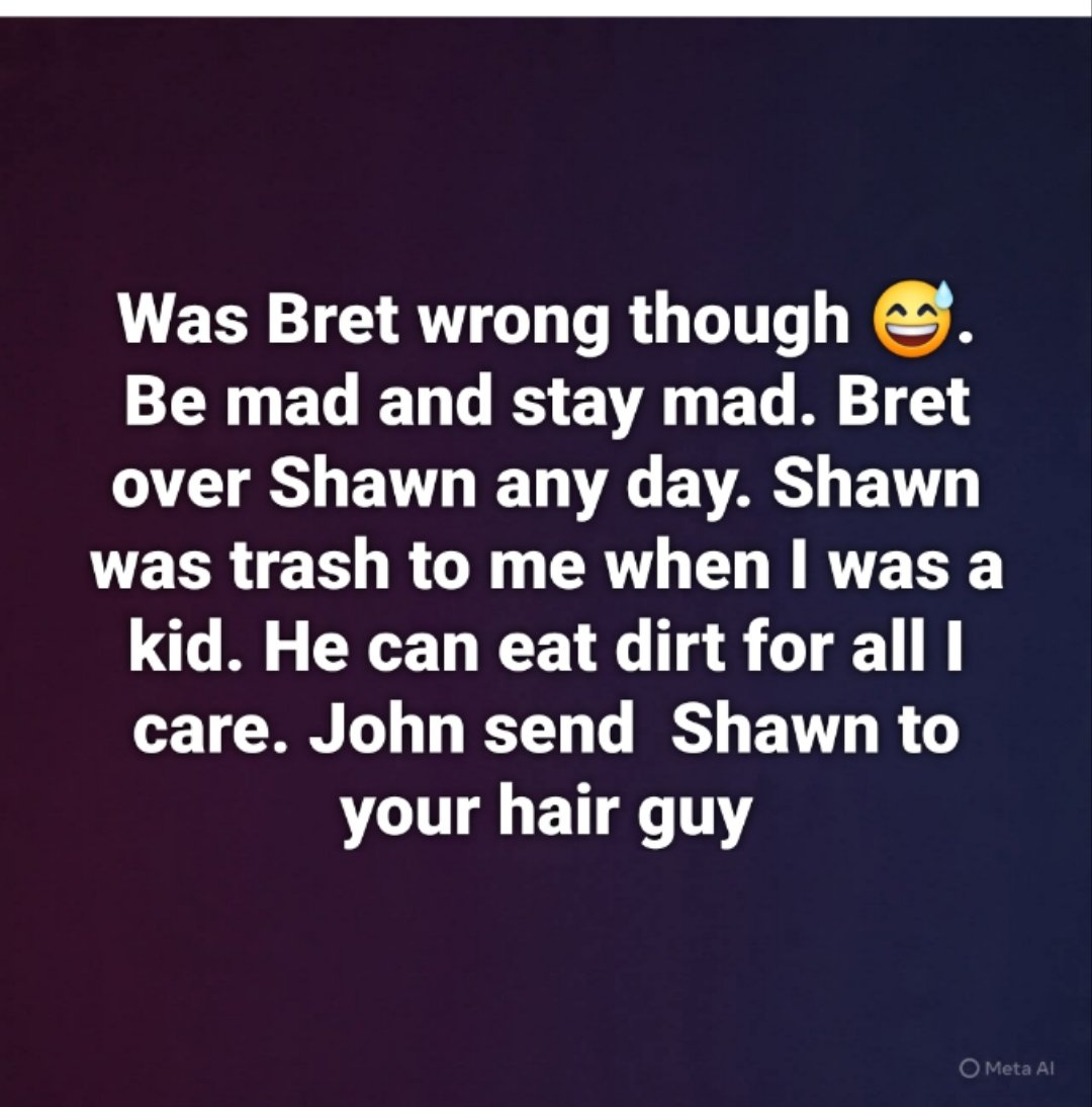 I might get unfollowed today 😅 #brethart #shawnmicheals #wwe #prowrestling #lmao