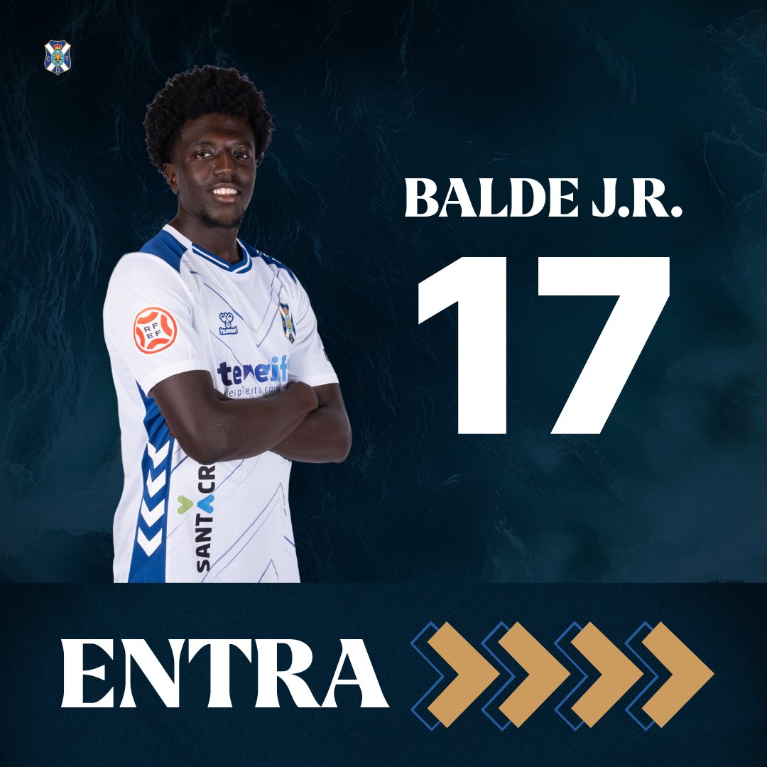 CDTOficial's tweet photo. ⌚️ 63' | 1-0 | 🔁 Sustitución en el #CDTenerife.

◀️ Sale @jesusdemiguel8.
▶️ Entra #BaldeJr.

#TenerifeArenteiro @Primera_RFEF #LaBregaNosUne #DISAFÍO https://t.co/cnpG9Fe9uE