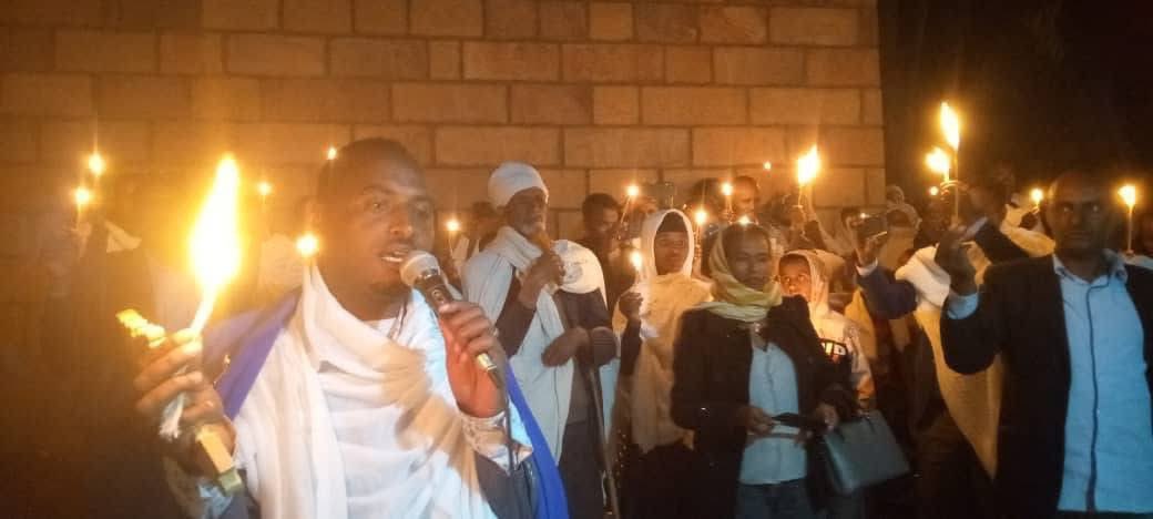 WegahtaFacts's tweet photo. #Tigray: Residents of Mariam Dengelat held a candle light vigil today to remember &amp; honor the victims of the #MariamDengelatMassacre, in which the Eritrean army killed unarmed civilians at the end of November 2020 while they were celebrating the annual festivity of Tsion Maryam. https://t.co/OM55E51q6x