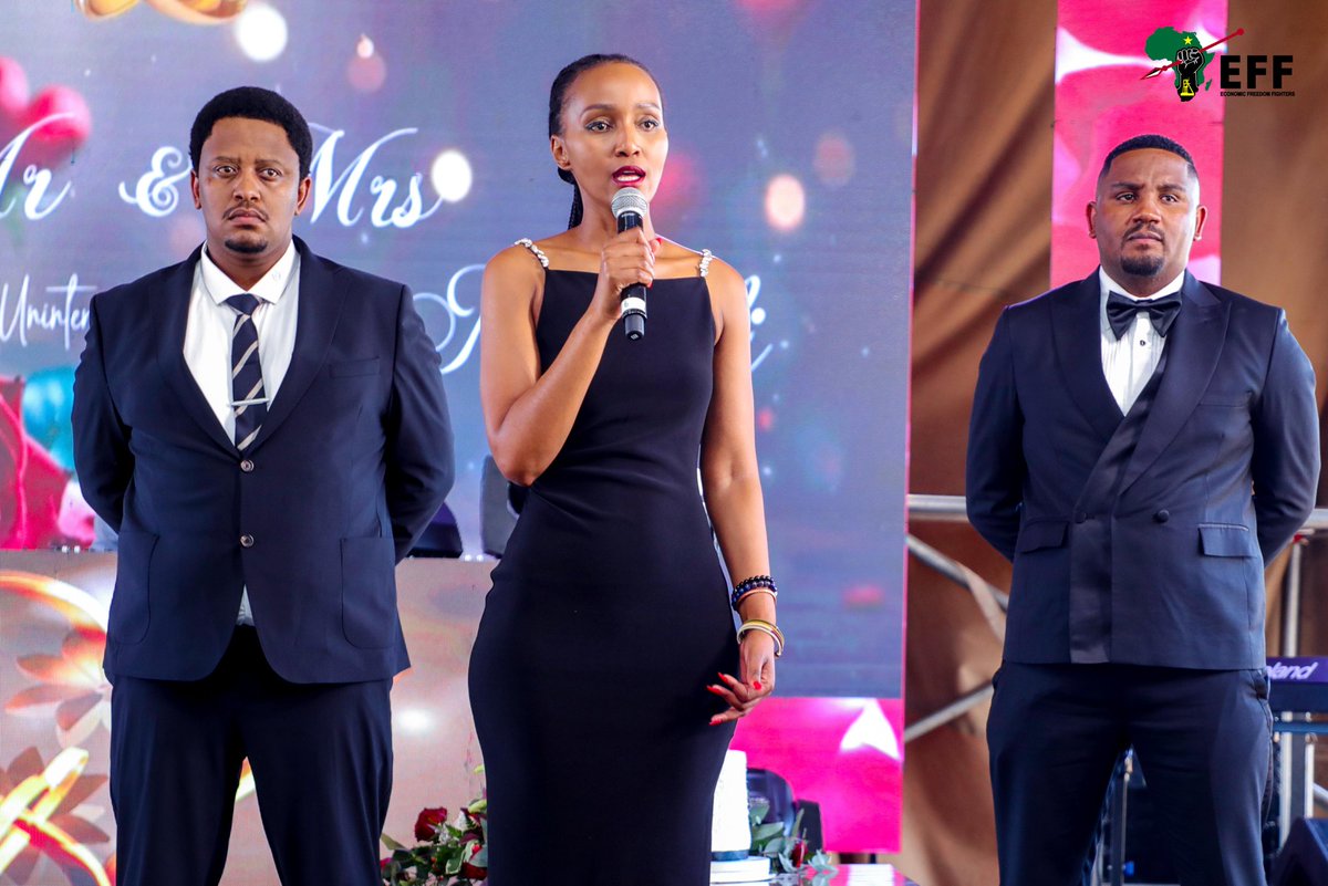 EFFGautengProv's tweet image. 🚨In Pictures🚨

The EFF Spokespersons, Commissars, Sinawo Thambo and Msane Thembi and Provincial Chairperson, Nkululeko Dunga at the Wedding Ceremony of EFF Councillor in Ekurhuleni Julius Mdluli in Katlehong, Gauteng 

Councillor Mdluli is a dedicated Fighter and we wish him…