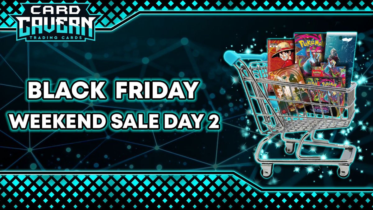 It's Day 2 of our Black Friday weekend sale at: CardCavernTCGs.com 🛒🏷️💙

#Pokemon #PokemonTCG #PTCGL #PokemonTCGLive #OnePieceCardGame #OPCG #FinalFantasyTCG #FFTCG