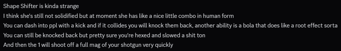 MlNESWEEPER's tweet photo. Some info on the next few heroes:
They're going for a set of high skill gap characters that require deep knowledge & tech:
Fencer is a hard frontliner with great tanking, one of the highest skill ceilings in the game - similar to Billy and Warden
Graves has a wall & AOE bomb, which must be placed strategically, similar to Paradox, along with the summoning stuff on her 2 and 4
Rem's 1 was changed to a Seven-type ball skillshot, which pretty much just behaves like Morgana Q
Pepper has Boho's skip shot and the rocket launcher reused from Airheart