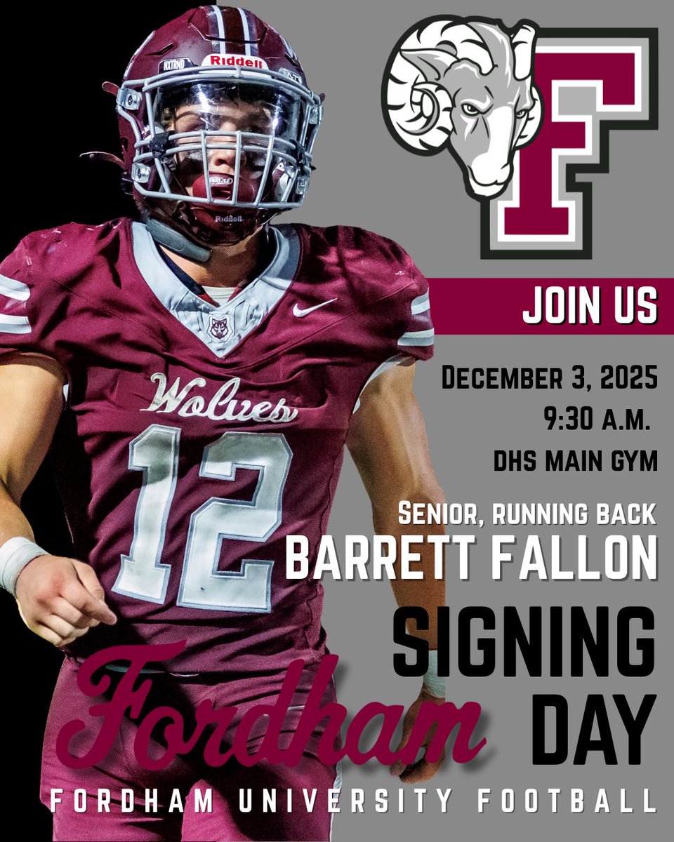 Please join us, December 3rd at 9:30 am in the DHS main gym as I sign my national letter of intent to play football at Fordham University. #bronxbound #ramily #committed 

<a href="/DHSWolvesFB/">Davenport Football</a> 
<a href="/jdzimmerhanzel/">JD Zimmerhanzel</a> 
<a href="/CoachThompsonFB/">Josh Thompson</a> 
<a href="/CoachWatson/">Robert Watson</a> 

<a href="/FORDHAMFOOTBALL/">Fordham Football</a> 
<a href="/Coach_Conlin/">Joe Conlin</a> 
<a href="/ArtAsselta/">Artie Asselta</a>