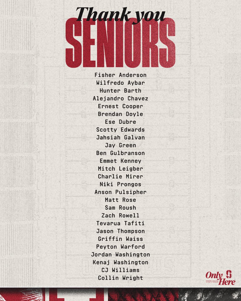 StanfordFball's tweet photo. Today we’re honoring the seniors whose commitment elevated this brotherhood.🌲

Thank you for leading the way. https://t.co/jrURO4fSBP