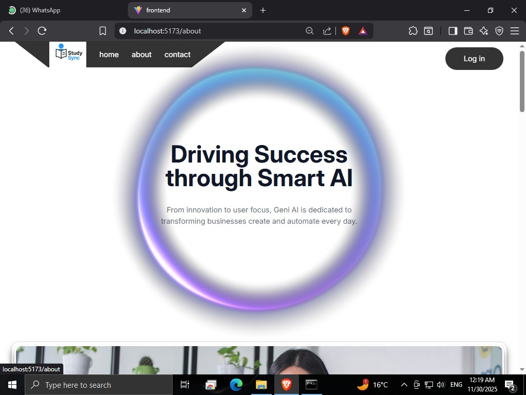 PremMaurya723's tweet image. Empowering the About page today ✨ Built new sections like “Empowering Creativity” and a bold “Driving Success through Smart AI” block for StudySync’s story. Loving how the visuals + copy finally match the product vision. 🚀 #BuildInPublic #WebDev #StudySync