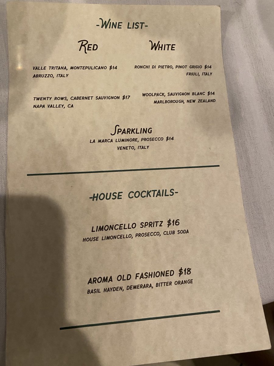 Stumbled on this from the other day:

Aroma on Third, one of the best restaurants in South Philly, now has a liquor license. They're starting off with a modest drink menu that includes server Guido's solid Old Fashioned.

Great food here; 3rd &amp; Wharton. Get the mussels appetizer.