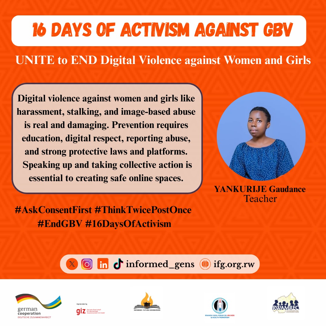 informed_gens's tweet photo. Sharing a nude, photo, video without consent is an act that harms #mentalhealth and reputation. If you receive such images, photos don't share it; instead report the account & block the sender.
#AskConsentFirst
#ThinkTwicePostOnce
#16DaysOfActivism
@harerimana_tito @Imbuto https://t.co/GTyam0gxyL