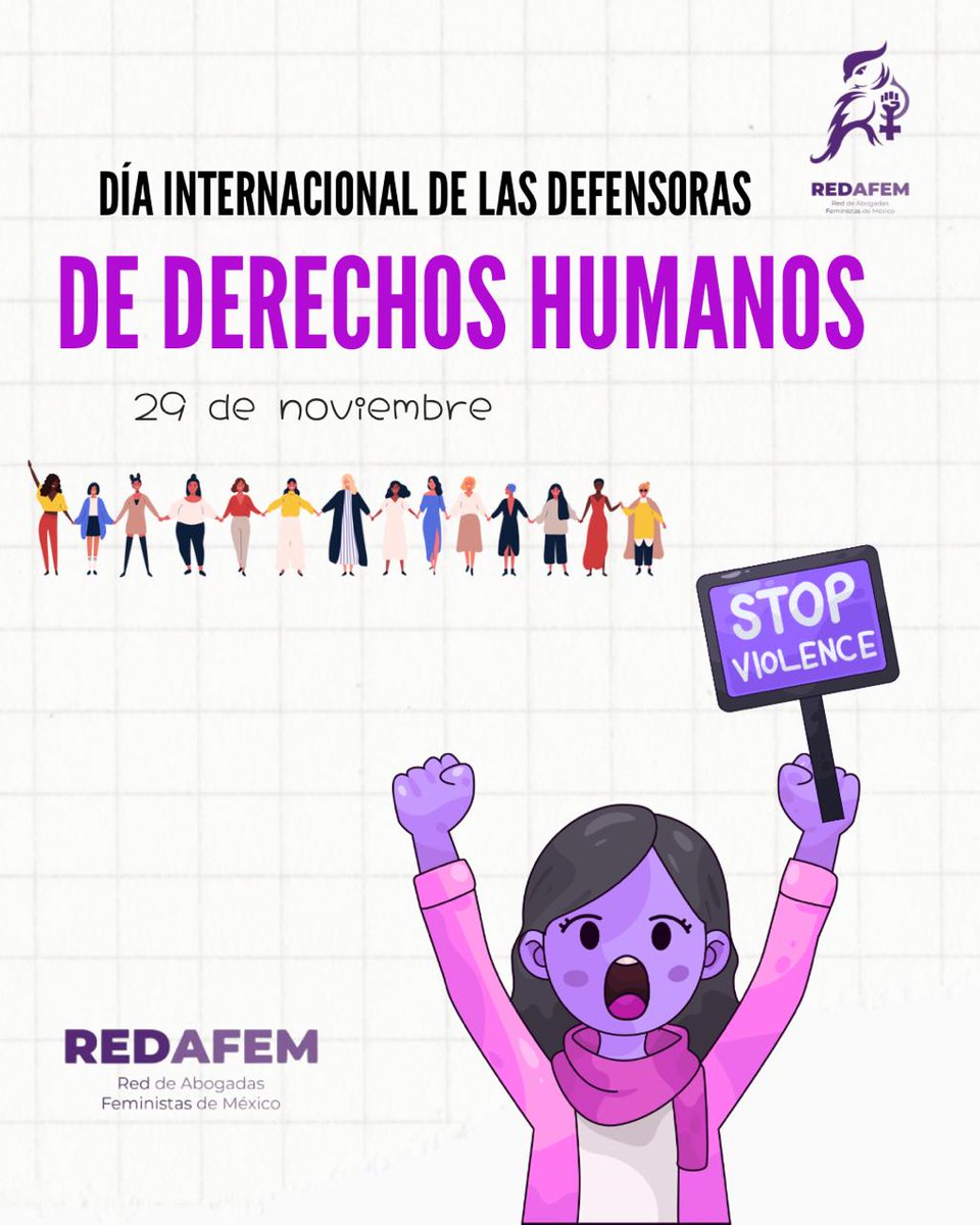 Día Internacional de las Defensoras de Derechos Humanos, reconocemos la fuerza y el compromiso de todas las mujeres que, desde sus territorios, luchan por la justicia, la igualdad y la dignidad.  
la Red de Abogadas Feministas de México honramos la labor de nuestras compañeras