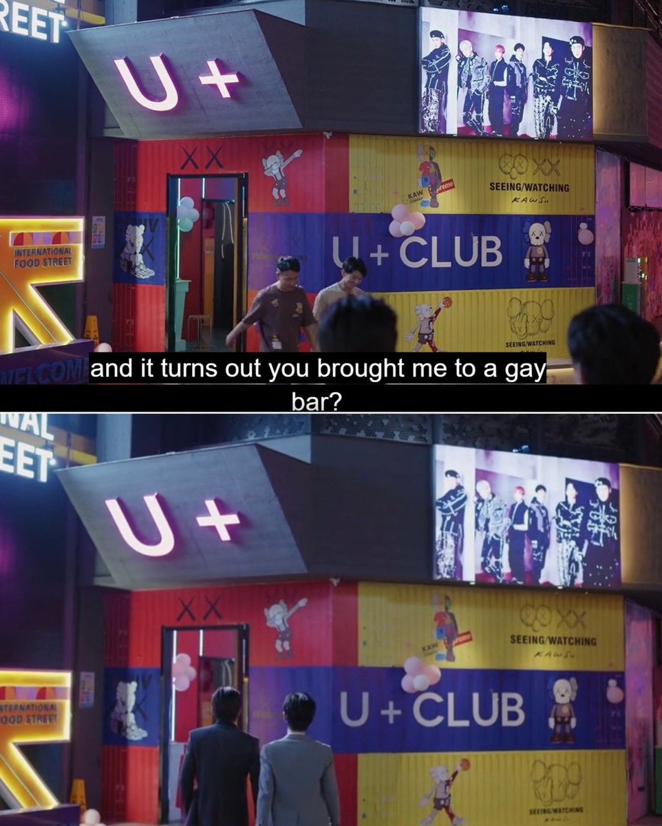 Lu_exo82's tweet image. Wait، hold on!! There’s a new Chinese BL drama called &quot;To My Shore&quot; and in the new ep when they go to the gay bar… is that an EXO photo up there?? 😭