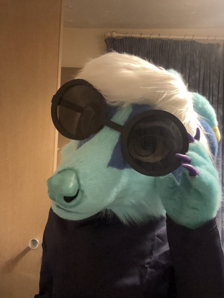 Look what came in the mail! Gojo has his  glasses now! Thank u <a href="/FursuitGlasses/">FursuitGlasses🔜MFF 2025</a> !