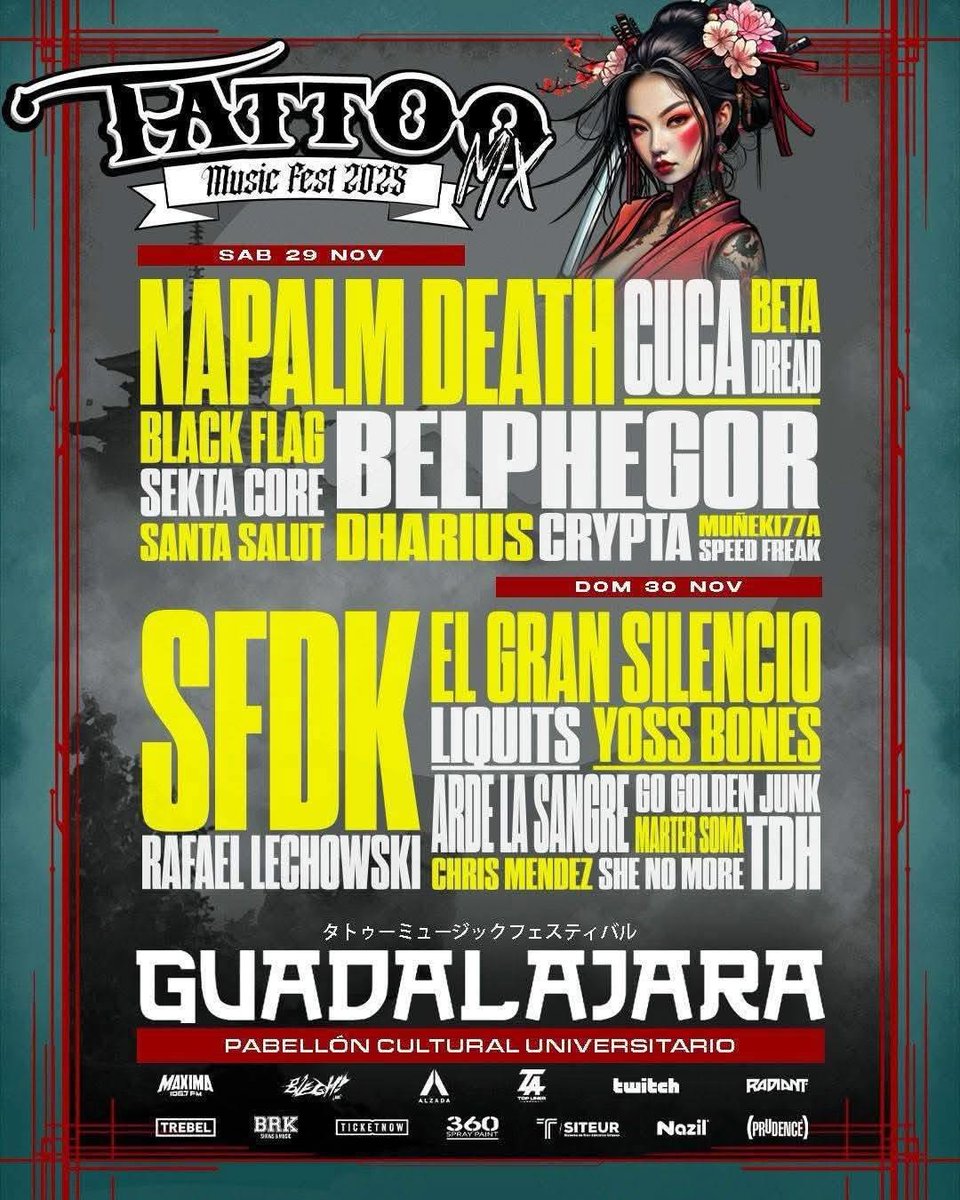 BBeat105's tweet photo. 29 de noviembre:

- En el #EstadioFrayNano, @limpbizkit, @bfmvofficial, #311, #RiffRaff, @eccavandal y #SlaySquad. @Musicvibe_mx

- #ViajeAlDoomCityFest en @GatoCalavera

- @Tattoomusicfest

- #BrutalMetalFest

- #Cöuntess en #ThePit

En cuál los veremos

#StayBlast
#BlastBeat105 https://t.co/Afk6B8DU0j