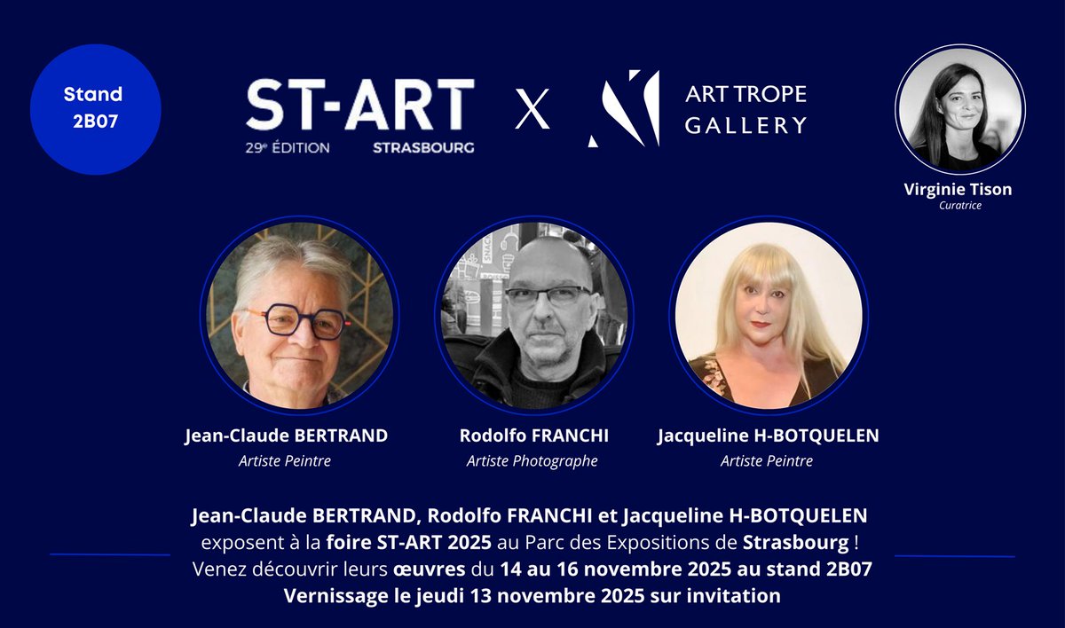 [ #ArtTropeGallery #StartStrasbourg ]
Un immense merci pour cette magnifique édition de la foire d'art contemporain St-Art Strasbourg avec les artistes <a href="/bertrandjcl/">BERTRAND</a> , <a href="/RodolfoFranchi/">Rodolfo Franchi</a> et Jacqueline H-Botquelen
=> plus d'infos : bit.ly/4iq5ukm
#art #artfairs #ArtLovers