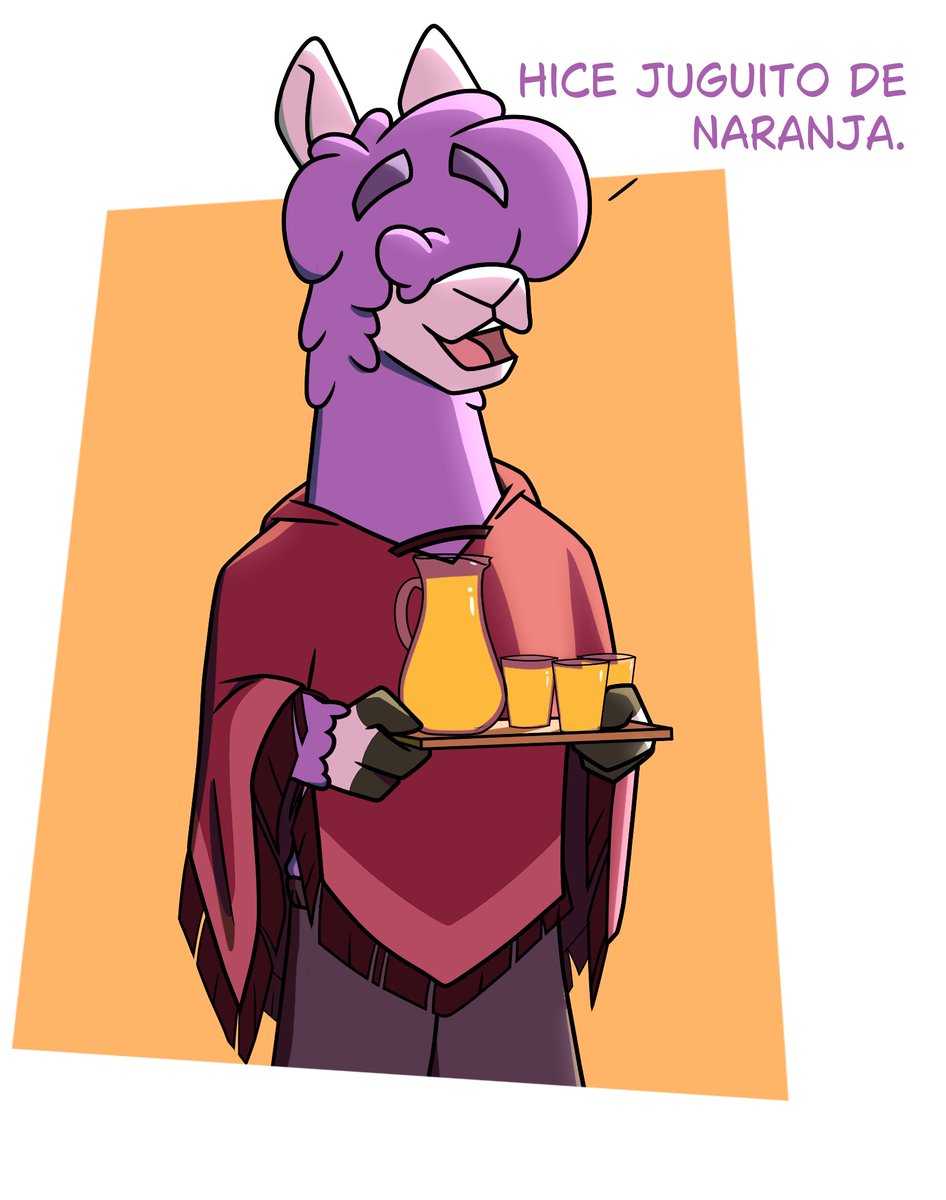 Chuño trajo juguito para todos 🍊✨
¿Quién quiere un vasito?

#furryart #OC