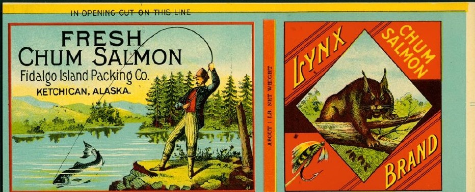 Undated Lynx Brand Chum Salmon can label from the Fidalgo Island Packing Co.'s Ketchikan cannery. #alaskahistory #alaska
